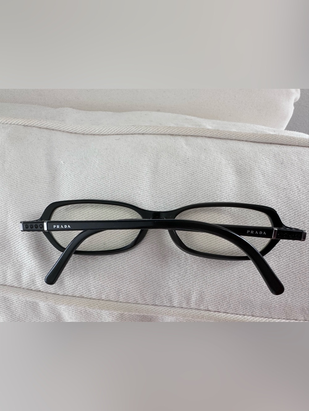 Authentic Prada VPR 05G Black Eyeglasses Frames 53-16 Italy Silver Logo